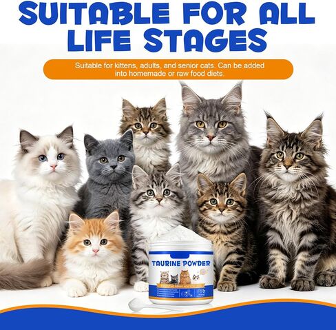 Taurine Powder for Cats, Cat Supplement for Heart, Vision, and Immune Support, Suitable for All Breeds & Ages, 200g in Kuwait