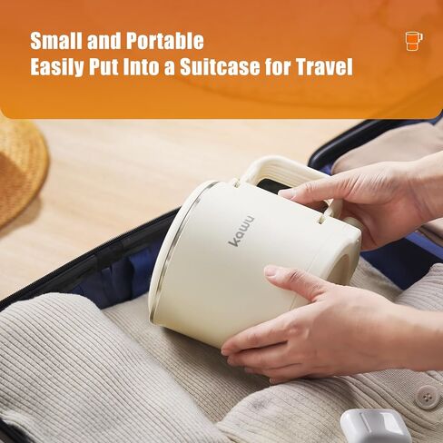 Kawu Collapsible Electric Water Kettle, 0.9 Qt Portable Hot Water Kettle for Travel, 600W Water Boiler with Stainless Steel Inner, 2 Heating Modes, Small Electric Tea Kettle for Camping Home Office in Kuwait