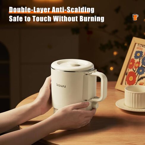 Kawu Collapsible Electric Water Kettle, 0.9 Qt Portable Hot Water Kettle for Travel, 600W Water Boiler with Stainless Steel Inner, 2 Heating Modes, Small Electric Tea Kettle for Camping Home Office in Kuwait