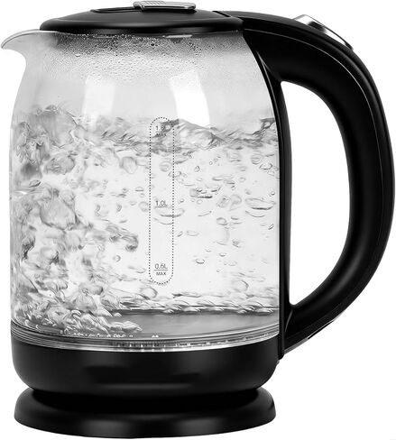 Household Electric Kettle, All 304 Stainless steel and No Plastic Contact, Automatic Shut-off,Borosilicate glass Visual Boiling, 2.0L Water Boiler & Tea Kettle Perfect For Tea & Coffee (Black) in Kuwait