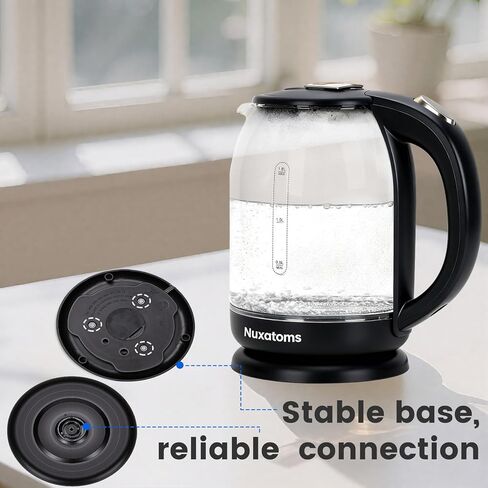 Household Electric Kettle, All 304 Stainless steel and No Plastic Contact, Automatic Shut-off,Borosilicate glass Visual Boiling, 2.0L Water Boiler & Tea Kettle Perfect For Tea & Coffee (Black) in Kuwait