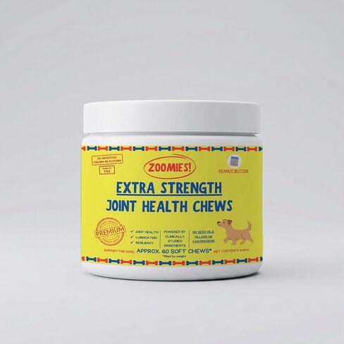 Zoomies Hip & Joint Supplement for Dogs - Soft Chews with Eggshell Membrane, Boswellia, MSM - Joint Support for Senior Dogs - Made in USA - 60 Chews in Kuwait