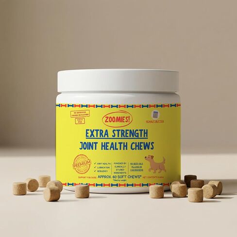 Zoomies Hip & Joint Supplement for Dogs - Soft Chews with Eggshell Membrane, Boswellia, MSM - Joint Support for Senior Dogs - Made in USA - 60 Chews in Kuwait