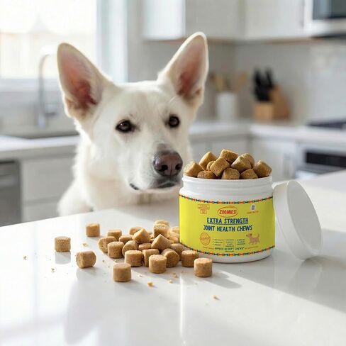Zoomies Hip & Joint Supplement for Dogs - Soft Chews with Eggshell Membrane, Boswellia, MSM - Joint Support for Senior Dogs - Made in USA - 60 Chews in Kuwait
