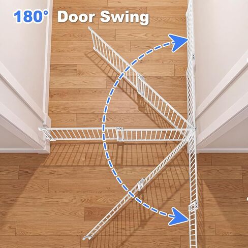 Betertek 45-80" Extra Wide Baby Gate for Large Openings-No Bottom Bar&Extra Wide Walk Thru Door, Heavy Duty Chew&Impact Resistant Safety Dog Gate, Hardware Mount (Drill Required) Indoor Pet Gate in Kuwait