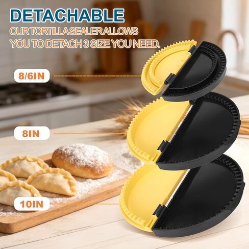 3 In 1 Tortilla Sealer & Crimper Tool - Fits 6/8/10 Inch Wraps, Easy to Clean Kitchen Gadget for Sealing Tacos, Burritos, Sandwiches, Pasties & Dumplings in Kuwait