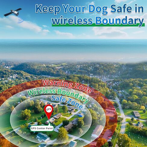 GPS Wireless Dog Fence, Range up to 6561 ft,Electric Collar with 3 Warning Modes, for Outdoor Use Waterproof& Rechargeable Pet Containment System for Most of Dogs (Black) in Kuwait