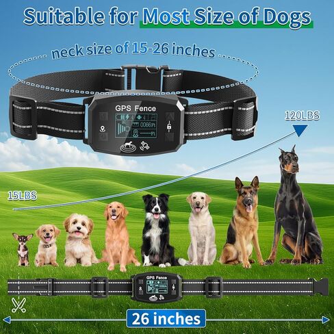 GPS Wireless Dog Fence, Range up to 6561 ft,Electric Collar with 3 Warning Modes, for Outdoor Use Waterproof& Rechargeable Pet Containment System for Most of Dogs (Black) in Kuwait