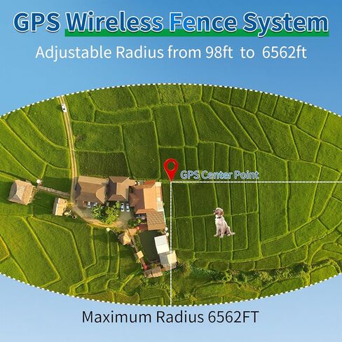 GPS Wireless Dog Fence, Range up to 6561 ft,Electric Collar with 3 Warning Modes, for Outdoor Use Waterproof& Rechargeable Pet Containment System for Most of Dogs (Black) in Kuwait