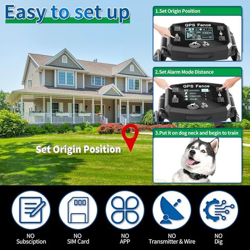 GPS Wireless Dog Fence, Range up to 6561 ft,Electric Collar with 3 Warning Modes, for Outdoor Use Waterproof& Rechargeable Pet Containment System for Most of Dogs (Black) in Kuwait