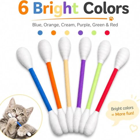 6 Pack Cat Q Tip Toys with Catnip, Giant Cotton Swab Cat Toy for Indoor Cats, Soft Interactive Kitty Toy for Kittens, Bored Cats, Exercise, Kicking, Chewing & Play in Kuwait