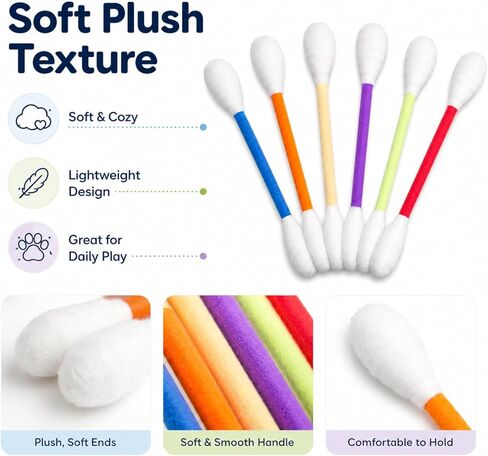 6 Pack Cat Q Tip Toys with Catnip, Giant Cotton Swab Cat Toy for Indoor Cats, Soft Interactive Kitty Toy for Kittens, Bored Cats, Exercise, Kicking, Chewing & Play in Kuwait