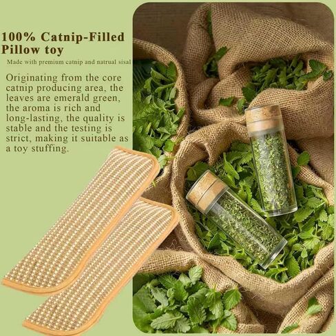 Catnip Chew Toy, Cat Toys Pack of 5 with 3 Lamb-Scented Wool Balls, Interactive Catnip Chew Toy, Soft Sisal Material, 6000mg of Catnip, Suitable for Indoor Scratching, Chewing, and Teething in Kuwait