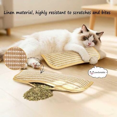 Catnip Chew Toy, Cat Toys Pack of 5 with 3 Lamb-Scented Wool Balls, Interactive Catnip Chew Toy, Soft Sisal Material, 6000mg of Catnip, Suitable for Indoor Scratching, Chewing, and Teething in Kuwait