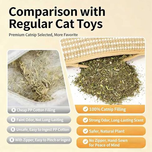 Catnip Chew Toy, Cat Toys Pack of 5 with 3 Lamb-Scented Wool Balls, Interactive Catnip Chew Toy, Soft Sisal Material, 6000mg of Catnip, Suitable for Indoor Scratching, Chewing, and Teething in Kuwait