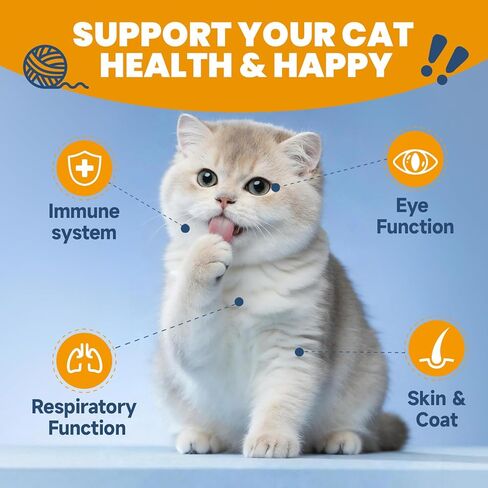 Lysine for Cats - 500 Chews L-Lysine for cats Immune, Eye Function, Respiratory Support - Cat Sneezing & Running Nose - with Taurine, Beta-Glucans, Bovine Colostrum - Crunchy & Creamy, Chicken Flavor in Kuwait