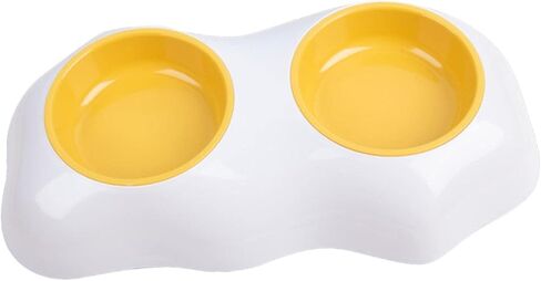 Portable Egg Yolk Bowl NSlip Water Drinking Basin Bowls Container Easy Cleaning for Puppy Kitten Utensils, Double Bowl in Kuwait