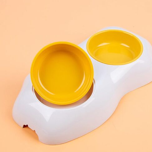 Portable Egg Yolk Bowl NSlip Water Drinking Basin Bowls Container Easy Cleaning for Puppy Kitten Utensils, Double Bowl in Kuwait