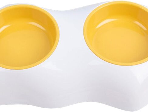 Portable Egg Yolk Bowl NSlip Water Drinking Basin Bowls Container Easy Cleaning for Puppy Kitten Utensils, Double Bowl in Kuwait