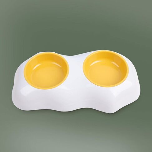 Portable Egg Yolk Bowl NSlip Water Drinking Basin Bowls Container Easy Cleaning for Puppy Kitten Utensils, Double Bowl in Kuwait