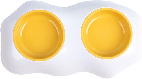 Portable Egg Yolk Bowl NSlip Water Drinking Basin Bowls Container Easy Cleaning for Puppy Kitten Utensils, Double Bowl in Kuwait