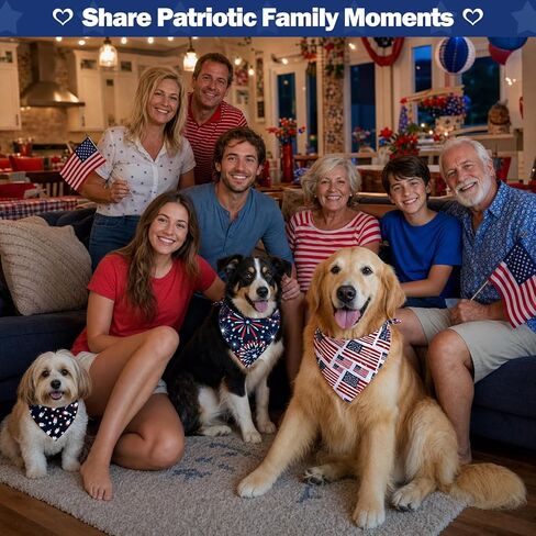 Dog Bandanas 3 Pack, 4th of July Patriotic Dog Bandana, Parade Fireworks Party Designs, American Flag & Red, White and Blue Designs, Fit Small to Large Dogs, 2026 Patriotic Style in Saudi Arabia
