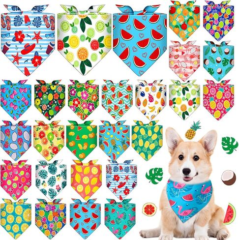 Sanwuta 24 Pcs Dog Bandanas Bulk Triangle Dog Scarfs Bib Fruit Patterns Cat Bandanas for Boy and Girl Summer Scarf for Small Medium Pet for Summer Party Favors Pet Costume Accessories in Kuwait