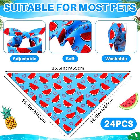 Sanwuta 24 Pcs Dog Bandanas Bulk Triangle Dog Scarfs Bib Fruit Patterns Cat Bandanas for Boy and Girl Summer Scarf for Small Medium Pet for Summer Party Favors Pet Costume Accessories in Kuwait