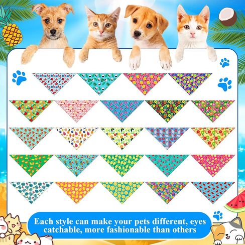 Sanwuta 24 Pcs Dog Bandanas Bulk Triangle Dog Scarfs Bib Fruit Patterns Cat Bandanas for Boy and Girl Summer Scarf for Small Medium Pet for Summer Party Favors Pet Costume Accessories in Kuwait