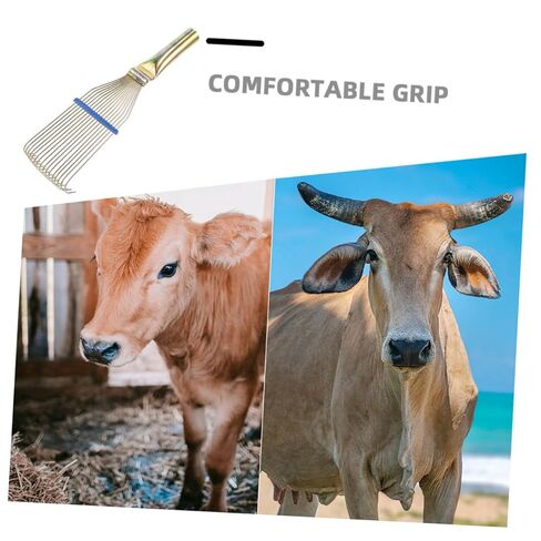 Gadpiparty 2pcs Wool Brush for Animals and Steel Grooming Brush for Sheep and Horse, 23cm Small Yellow Animal Cleaning Comb for Livestock Shedding and Wool Raking in Kuwait