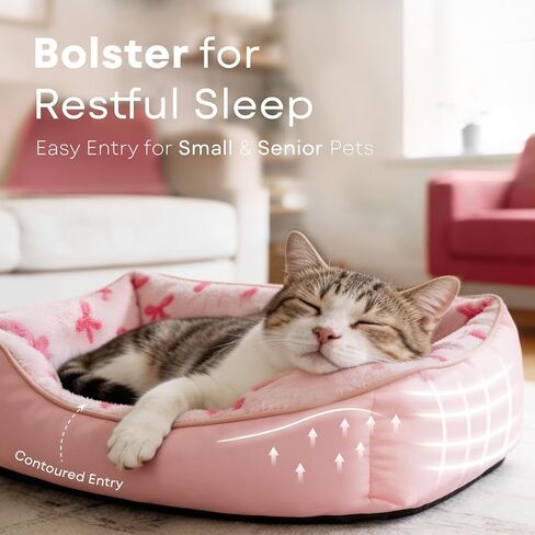 Mora Pets Cool & Warm Reversible Dog Bed for Medium Sized Dogs Washable, Claming Dog Bed Rectangle Soft Sleeping Puppy Bed Pet Cuddler with Anti Slip Bottom, Fluffy Grey Rose (30''x24''x8'') in Kuwait