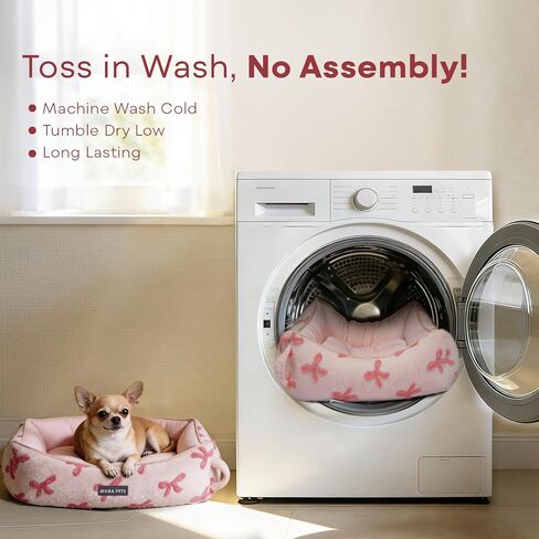 Mora Pets Cool & Warm Reversible Dog Bed for Medium Sized Dogs Washable, Claming Dog Bed Rectangle Soft Sleeping Puppy Bed Pet Cuddler with Anti Slip Bottom, Fluffy Grey Rose (30''x24''x8'') in Kuwait