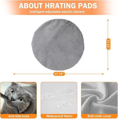 CLAYCLAY Heated Cat Bed, Round Heated Pet Bed for Indoor Cats, 20" Cozy with Timer & Temperature Adjustable, Non-Slip Bottom, Removable, Washable, Waterproof with Pet Heating Pad in Kuwait