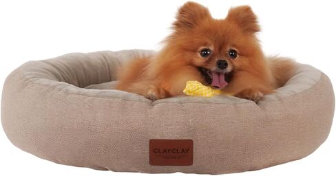 CLAYCLAY Heated Cat Bed, Round Heated Pet Bed for Indoor Cats, 20" Cozy with Timer & Temperature Adjustable, Non-Slip Bottom, Removable, Washable, Waterproof with Pet Heating Pad in Kuwait