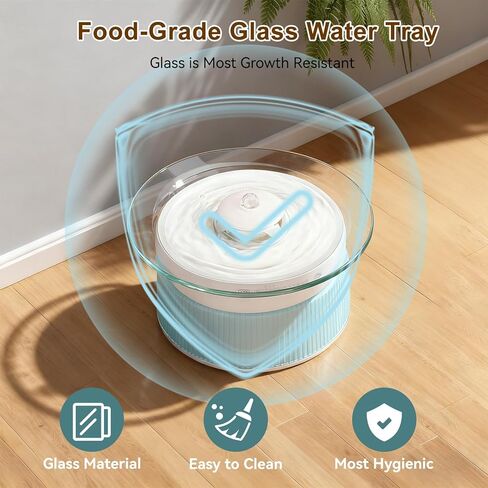 Glass Smart Pet Water Fountain,Cat Drinking Water Fountain Bowl No Filter,Battery Operated Filterless Pet Water Fountain in Kuwait