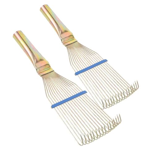 Holibanna 2pcs Livestock Sheepskin Wool Rake Comb Set with Steel Teeth for Sheep and Cattle Grooming, 23cm Small Yellow Wool Cleaning Tool for Dematting and Shearing Maintenance in Kuwait