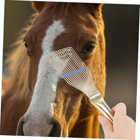 Homoyoyo 2pcs Livestock Grooming Comb Metal Animal Hair Brush for Shedding and Itch Relief Farm Animal Cleaning Tool for Sheep Wool Mane Detangling in Kuwait