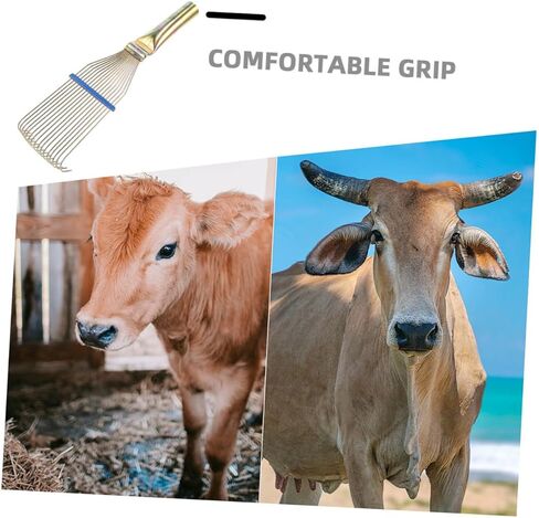minkissy 2pcs Livestock Shedding Comb and Horsehair Metal Grooming Brush for Thick Coat Deshedding, 23cm Small Yellow Wool Cleaning Tool for Farm Animal Care in Kuwait