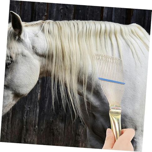 minkissy 2pcs Livestock Shedding Comb and Horsehair Metal Grooming Brush for Thick Coat Deshedding, 23cm Small Yellow Wool Cleaning Tool for Farm Animal Care in Kuwait