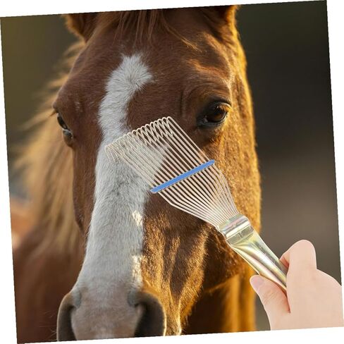 minkissy 2pcs Livestock Shedding Comb and Horsehair Metal Grooming Brush for Thick Coat Deshedding, 23cm Small Yellow Wool Cleaning Tool for Farm Animal Care in Kuwait
