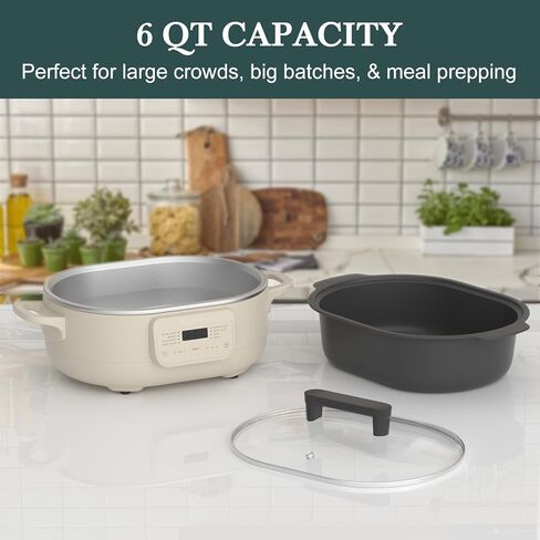 MAGNIFIQUE 6 Quart Multi-Cooker with 8-in-1 Casserole Programmable Slow Cooker, Dutch Oven, Pasta, Nonstick, Oven Safe Pot to 500°F Oatmeal in Saudi Arabia