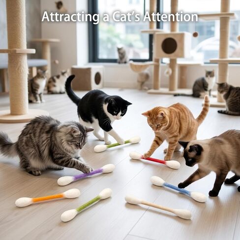 6PCS 5.9inch Q Tip for Cats, Cat Qtip for Indoor Play, Cotton Swab for Ca-ts, Interactive Cat Q Tip for Feline, Engaging Qtip Ca-t Set in Kuwait