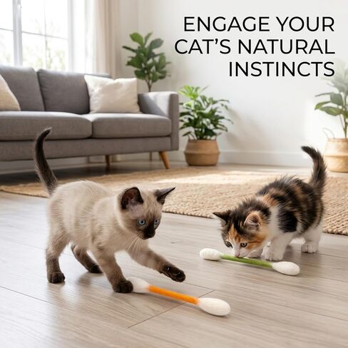 6PCS 5.9inch Q Tip for Cats, Cat Qtip for Indoor Play, Cotton Swab for Ca-ts, Interactive Cat Q Tip for Feline, Engaging Qtip Ca-t Set in Kuwait