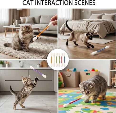 6PCS 5.9inch Q Tip for Cats, Cat Qtip for Indoor Play, Cotton Swab for Ca-ts, Interactive Cat Q Tip for Feline, Engaging Qtip Ca-t Set in Kuwait