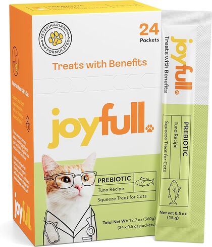 Joyfull Lickable Cat Treats with Prebiotics – Wild-Caught Tuna Squeeze Treats – Supports Digestive Health – 24 Tubes (0.5 oz Each) in Kuwait