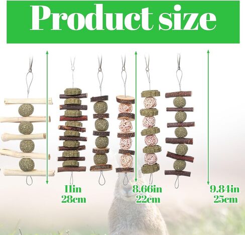 7 Pcs Bunny Chew Toys, Natural Apple Wood Hanging Rabbit Chew Toy Treats for Guinea Pigs Hamsters Chinchilla Ferret Rats, Improve Small Animal Dental Health for Teeth Grinding in Kuwait