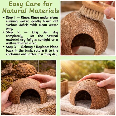 Hermit Crab Coconut Hideout Climbing Toys, Hermit Crab Coconut Shell Hut and Hideout with Ladder, Climbing Ladder Bridge Ramp Hammock Toys, Small Animals Tank Accessories (Coconut Ladder) in Kuwait