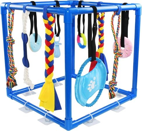 ASOCEA Puppy Play Gym for Small Dogs – Interactive Jungle Gym with 10 Hanging Toys, Adjustable Height, Safe PVC Frame for Indoor Puppy Entertainment, Teething & Mental Stimulation in Kuwait
