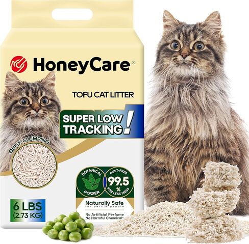 فضلات القطط من HoneyCare Tofu Cat Litter I 100% كريات نباتية I قابلة للغسل ومستدامة I منخفضة الغبار سريعة التكتل وتحكم فائق في الرائحة، حزمة قيمة 24 رطلاً (6 رطل × 4) in Kuwait