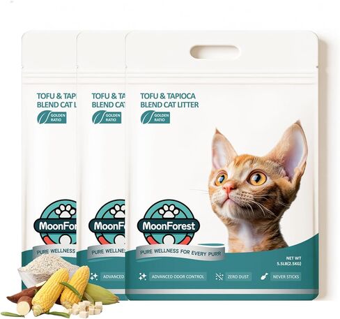 Tofu Cat Litter, Clumping, Low Dust, Natural Odor Control (5.5lb×3bags) in Kuwait